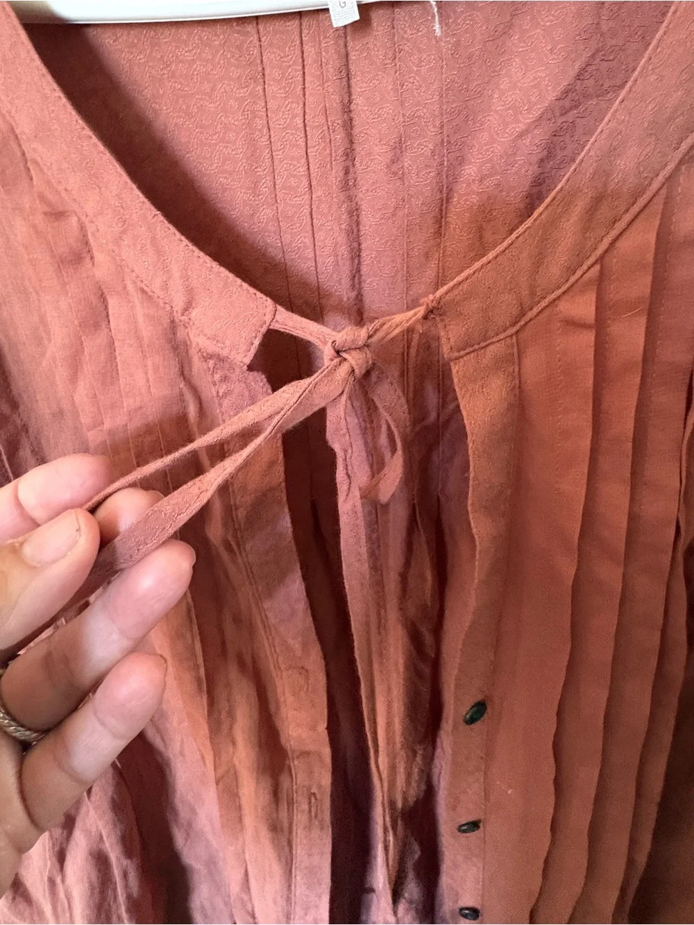 Free People Pintuck Tie-Front Tunic in Rust